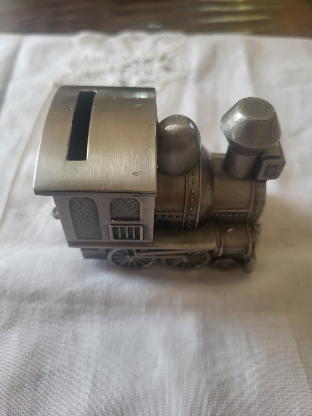 Metal Train Coin Bank - Brushed Silver Home Accent